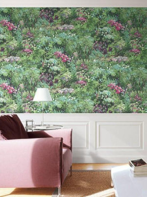 Floral Wallpaper In Green And Purple From The French Impressionist Collection By Seabrook Wallcoverings