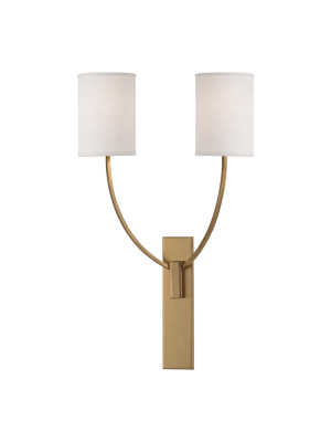 Hudson Valley Lighting Colton 2-bulb Sconce - Aged Brass & Off White