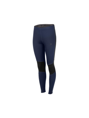 Mizuno Women's Breath Thermo Tight Womens Size Medium In Color Mood Indigo-black (5p90)