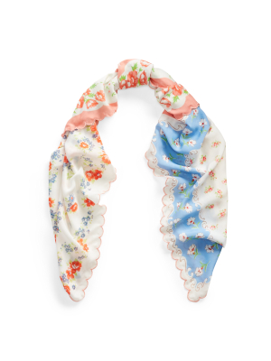 Floral Scalloped-hem Scarf