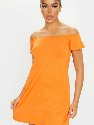 Orange Jersey Bardot Shift Dress