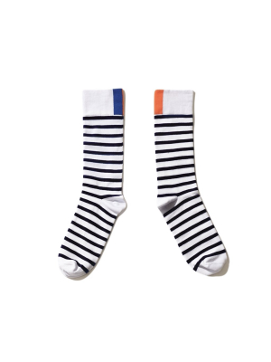 The Women's Malibu Dress Sock - White/navy