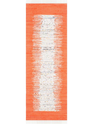 Montauk Border Ivory/orange Runner Rug