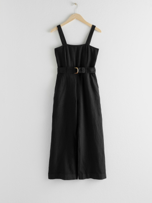 Belted Linen Jumpsuit