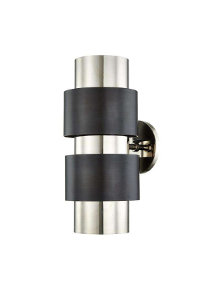 Cyrus 2 Light Wall Sconce Polished Nickel/old Bronze Combo