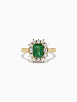 Effy Brasilica 14k Yellow Gold Emerald And Diamond Ring, 2.09 Tcw