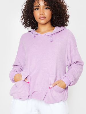 Lilac Towelling Oversized Pocket Sweatshirt