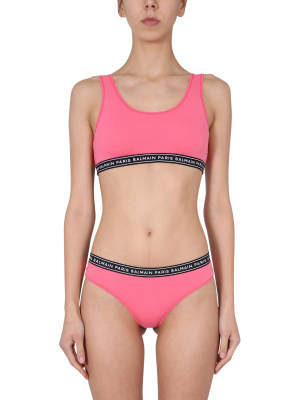 Balmain Logo Tape Bra Top