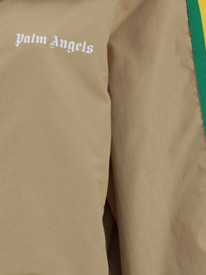 Palm Angels Logo Print Striped Windbreaker