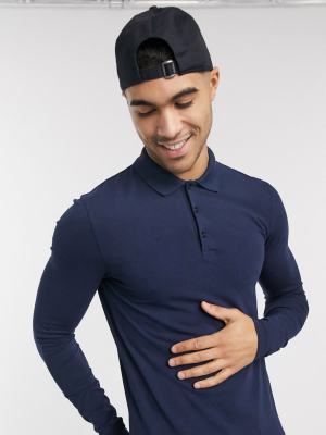 Asos Design Organic Muscle Polo In Navy