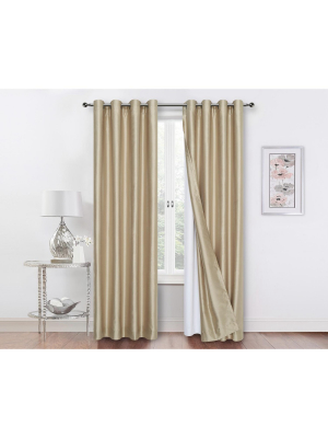 Kate Aurora Living 2 Pack Double Layered 100% Blackout And Sheer Window Curtains