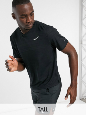 Nike Running Tall Miler T-shirt In Black