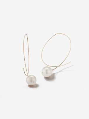 Sea Of Beauty Collection.  Marquis With White Pearl Earrings  E4a1