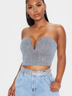 Silver V Bar Bandeau Corset Top