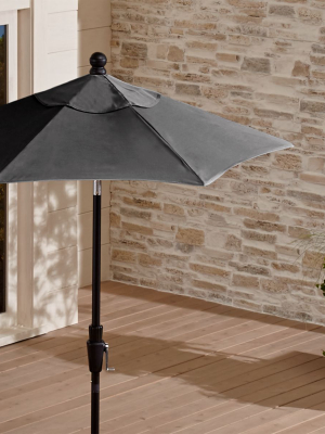 6' Round Sunbrella ® Charcoal Patio Umbrella With Tilt Black Frame