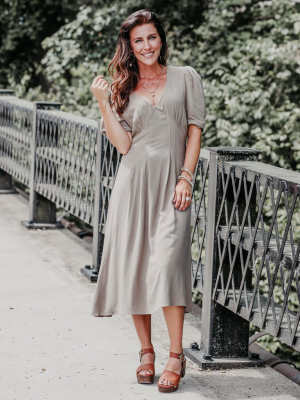 Jeni V-neck Puff Sleeve Dress