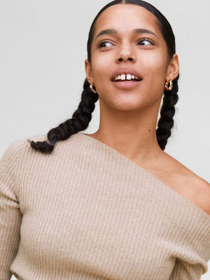 The Asymmetrical Off-shoulder Ribbed Sweater