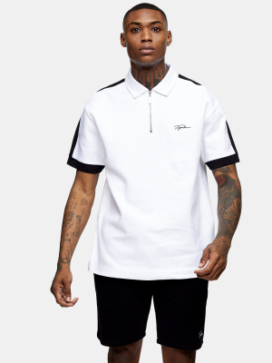 Signature White Zip Oversized Polo