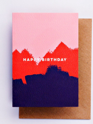 Pink Red Brush Birthday Card