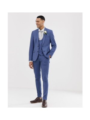 Asos Design Wedding Super Skinny Suit In Micro Texture In Mid Blue