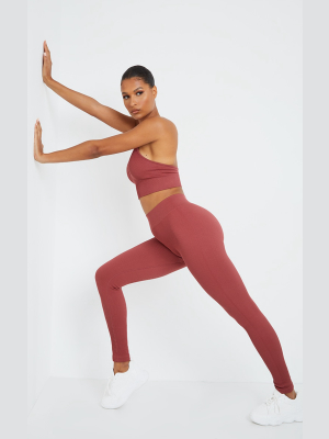 Rose Seamless Rib High Waist Gym Legging