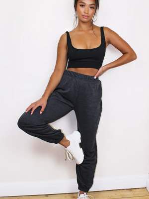 Petite Basic Charcoal Cuffed Hem Joggers