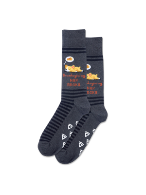 Men's Pie Nap Dog Non Skid Crew Socks