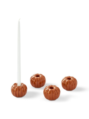 Pumpkin Tiny Taper Holders, Set Of 4