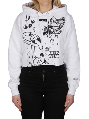 Gcds Graphic-print Cropped Hoodie