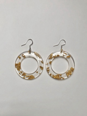 We Come In Peace Peace Earrings / Clear & Gold