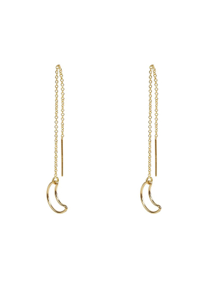 Crescent Moon Outline Threaders Earrings