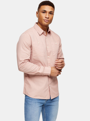 Pink Ripstop Pocket Utility Slim Shirt