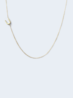 "u" Alphabet Letter Necklace In Yellow Gold