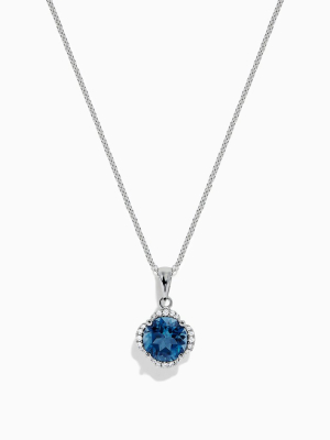 Effy Ocean Bleu 14k Gold London Blue Topaz And Diamond Pendant, 2.10 Tcw