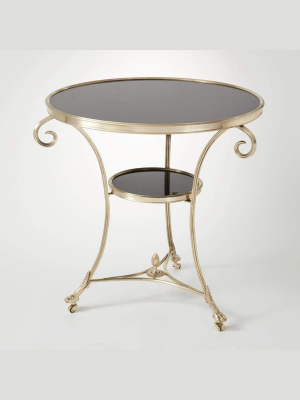 Global Views Gueridon Table Brass/black Granite