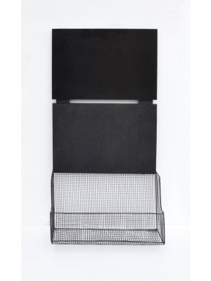 13.5" X 29" Bulletin Board With Chalkboard And Basket Black - Threshold™