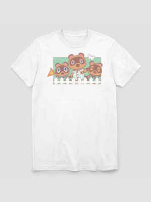 Men's Nintendo Animal Crossing Nook Family Short Sleeve T-shirt - White