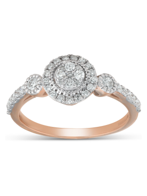 Pompeii3 1/2 Ct Diamond Round Halo Vintage Engagement Ring 10k Rose Gold