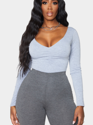 Shape Grey Jersey Ruched Long Sleeve Bodysuit