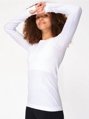 Sweaty Betty Athlete Seamless Long Sleeve Top - White - Final Sale