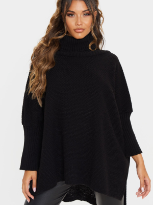 Black Oversized Slouchy Knitted Sweater