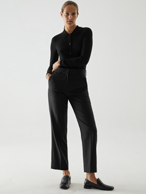 Wool Wide-leg Pressed Crease Trousers