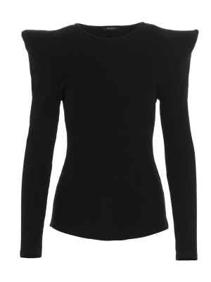 Balmain Exaggerated Shoulder Long Sleeve Top