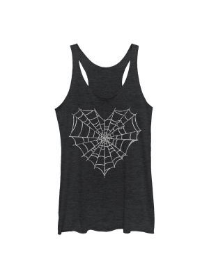 Women's Lost Gods Halloween Heart Spider Web Racerback Tank Top