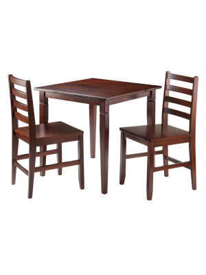 3 Piece Kingsgate Dining Table With 2 Hamilton Ladder Back Chairs Wood/brown - Winsome