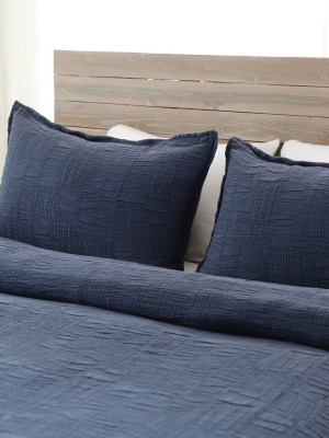 Pom Pom At Home Harbour Matelasse Queen Coverlet And Standard Sham - Navy