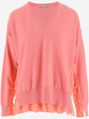 Stella Mccartney Lace-detailed Knitted Jumper