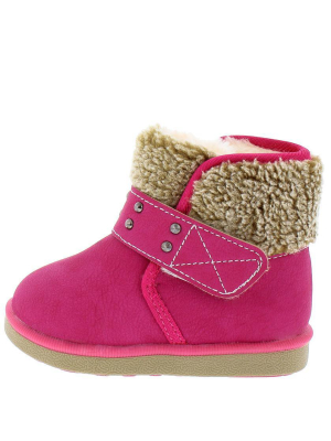 Bk21 Plum Red Faux Fur Lined Fleece Ankle Infant Boot