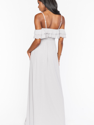 Emma Ruffle Maxi Dress ~ Dove Grey Chiffon