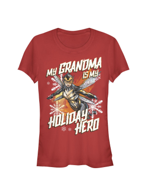 Junior's Marvel Wasp Grandma Holiday Hero T-shirt